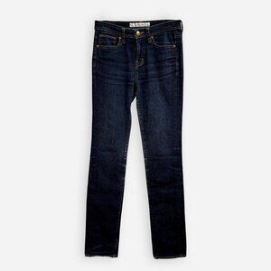 UNIQLO Mid Rise Straight Leg Jeans Dark Wash Size 23 Stretch 32.75 Inseam